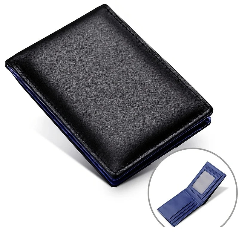 Portafoglio da uomo in pelle RFID, portafoglio minimalista in microfibra, porta carte di credito, mini portafogli da donna