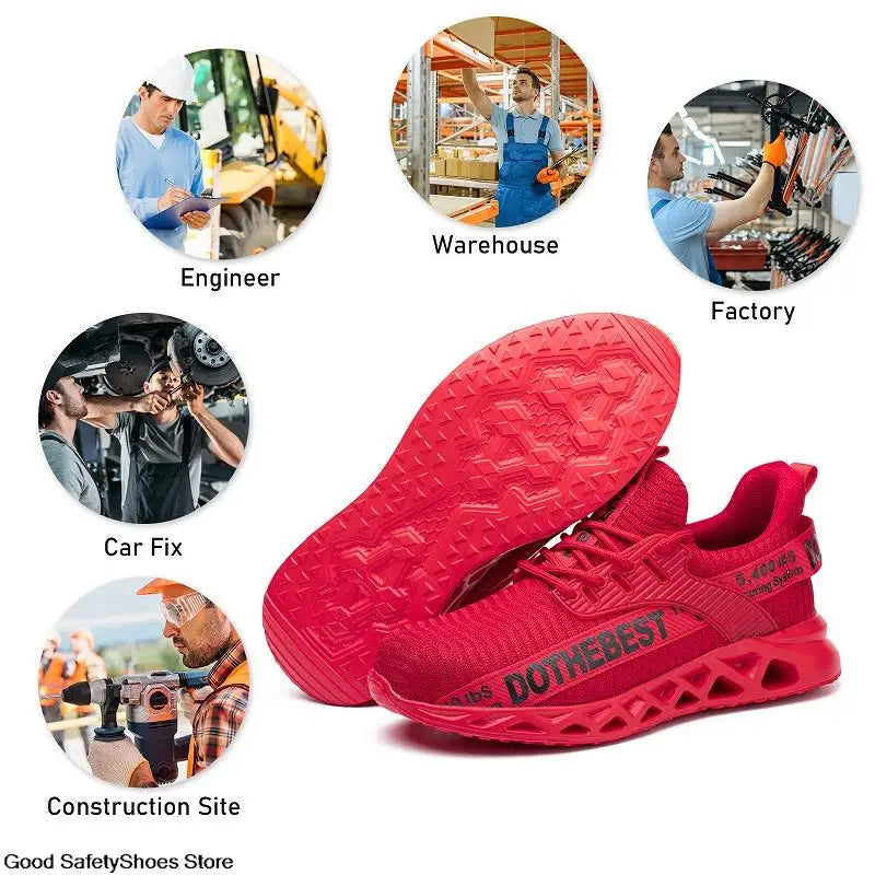 Scarpe antinfortunistiche da uomo per scarpe da ginnastica da lavoro donna uomo scarpe da lavoro con punta in acciaio scarpe protettive di sicurezza leggere anti-sfondamento anti-perforazione