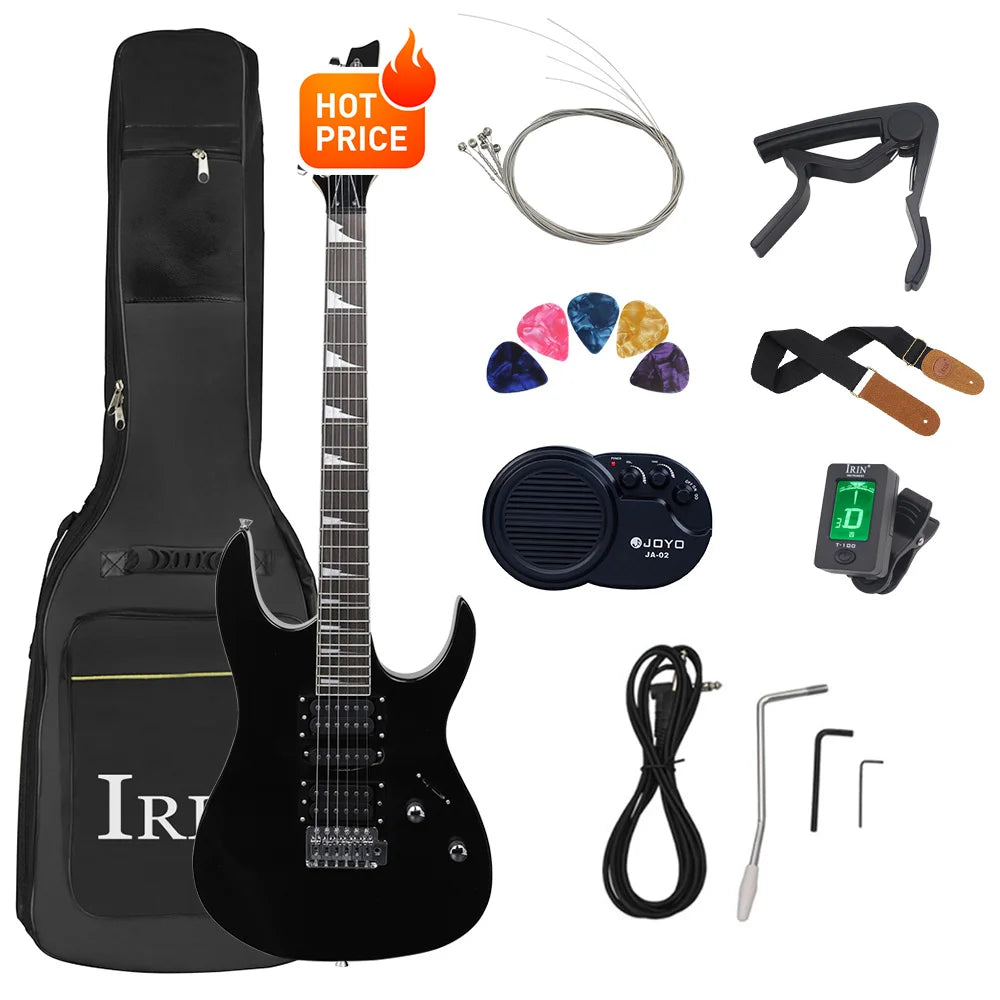 Chitarra elettrica a 6 corde 24 tasti Chitarra elettrica con corpo in acero Guitarra con altoparlante per borsa Parti e accessori per chitarra necessari