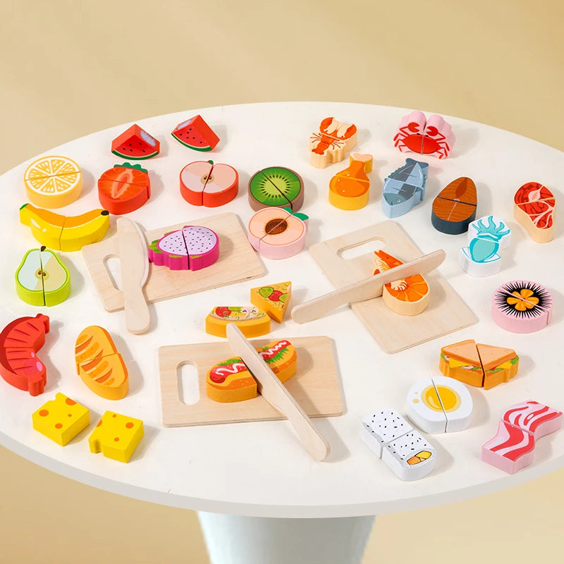 Set da cucina per bambini Simulazione in legno Taglio di frutta Verdura Giocattolo alimentare Fai finta di giocare Giocattoli educativi per bambini