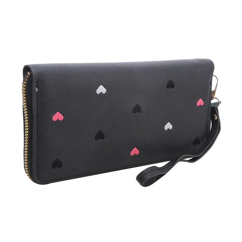 Portafogli lunghi da donna Portafogli di lusso con cuore d'amore per porta carte da tasca per soldi da donna Portafogli femminili Pochette per telefono