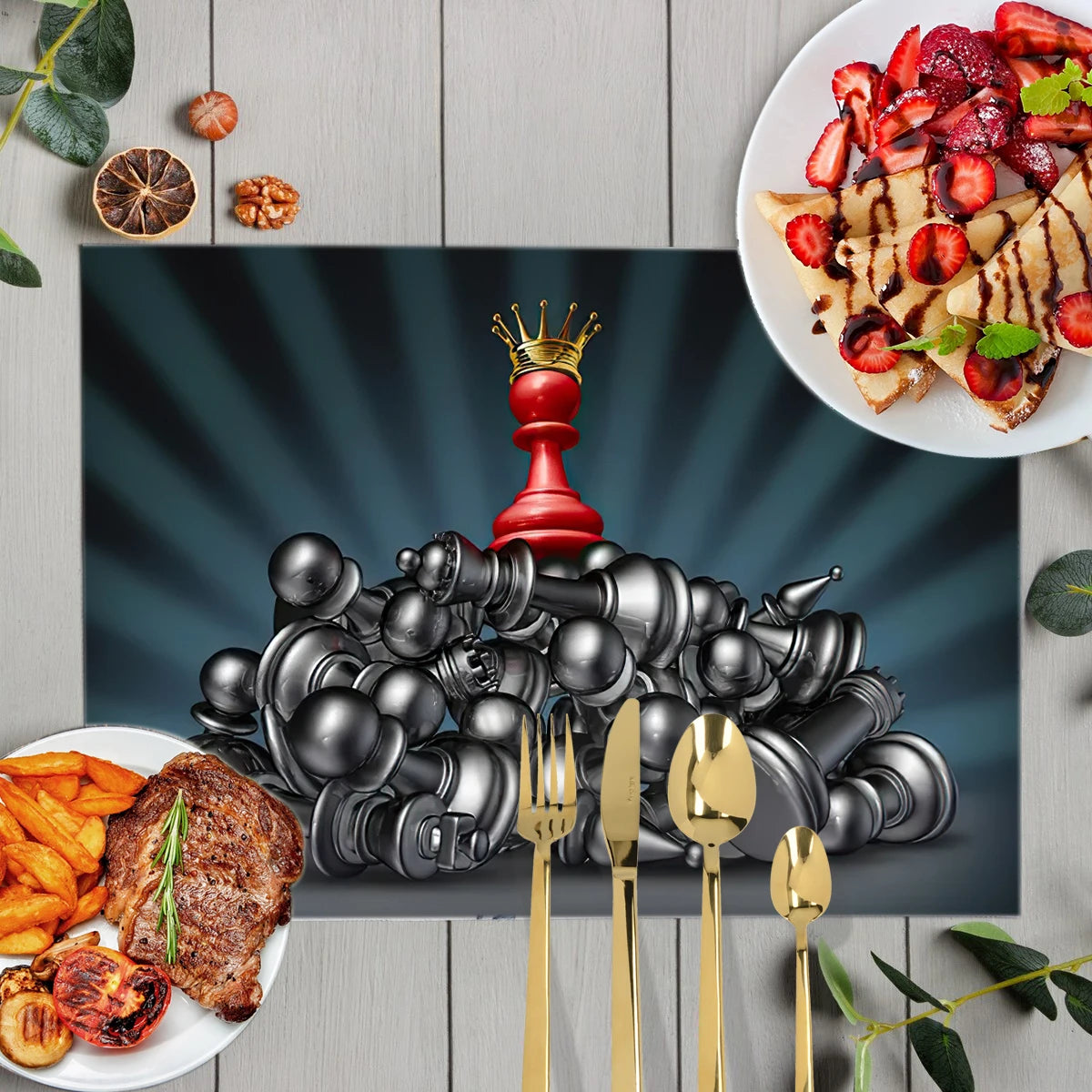 Chess Player Game Print Table Mats for Dining Checkmate Chess Fans Coffee Coaster Kitchen Dish Pads tovaglietta impermeabile in lino