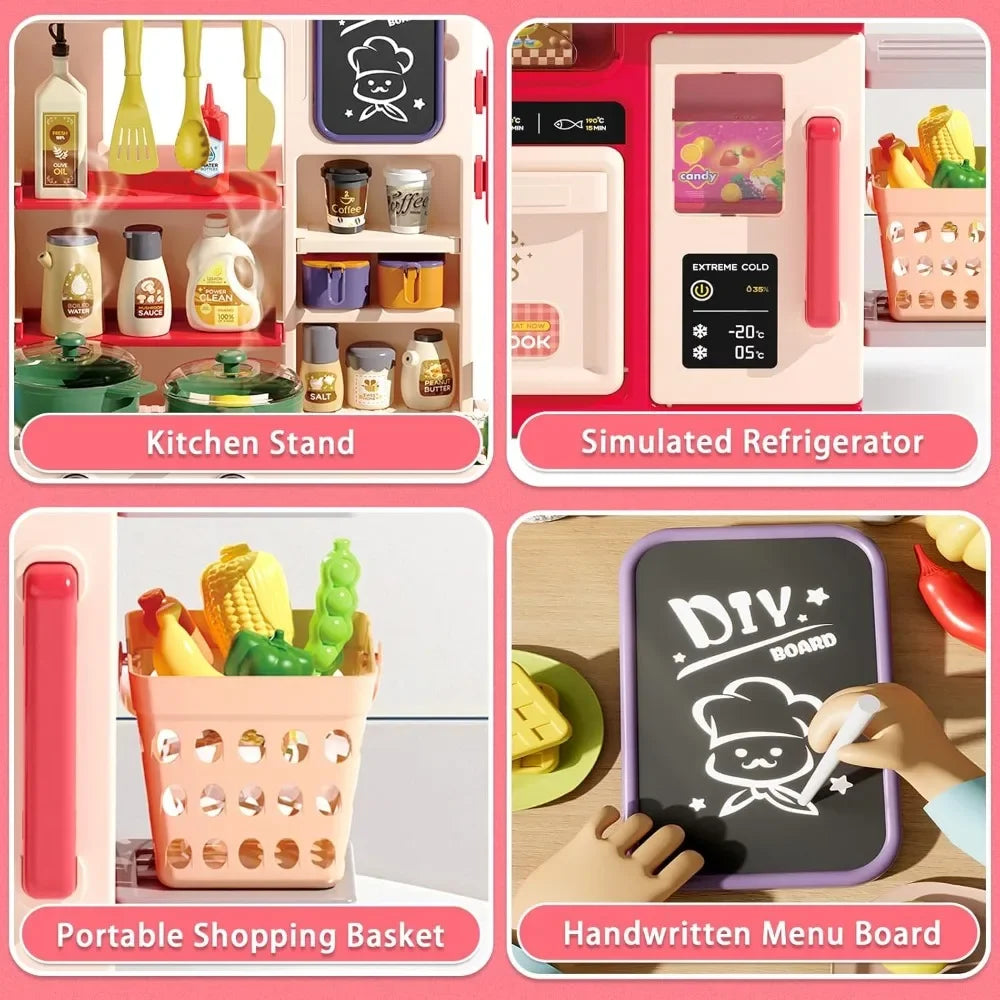 Set da gioco da cucina per bambini con luci e suoni realistici Lavello spray Fai finta di giocare con il cibo Cucina Regalo di Natale per ragazzi e ragazze