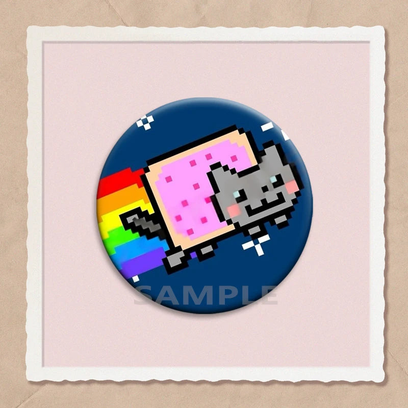 Simpatico e divertente arcobaleno gatto alieno spille con bottoni zaino abbigliamento decorazione spilla cartone animato fantascienza distintivo gioielli regali per bambini