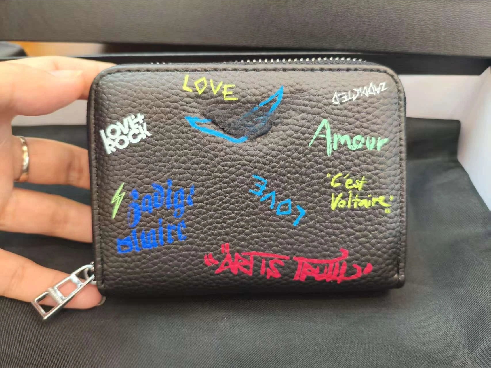 Nuovo Portafoglio da Donna ZV in PU con Catena Metallica, Porta Carte, Pochette in Denim, Portamonete, Portafoglio Piccolo