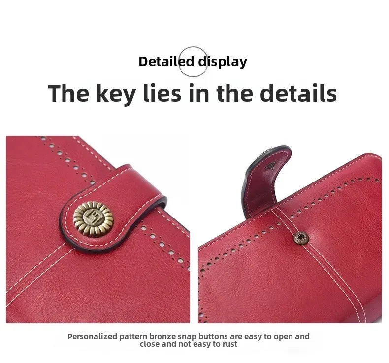 Portafoglio da donna di alta qualità, antifurto, in pelle, con cerniera lunga, grande, pochette da donna, porta carte.