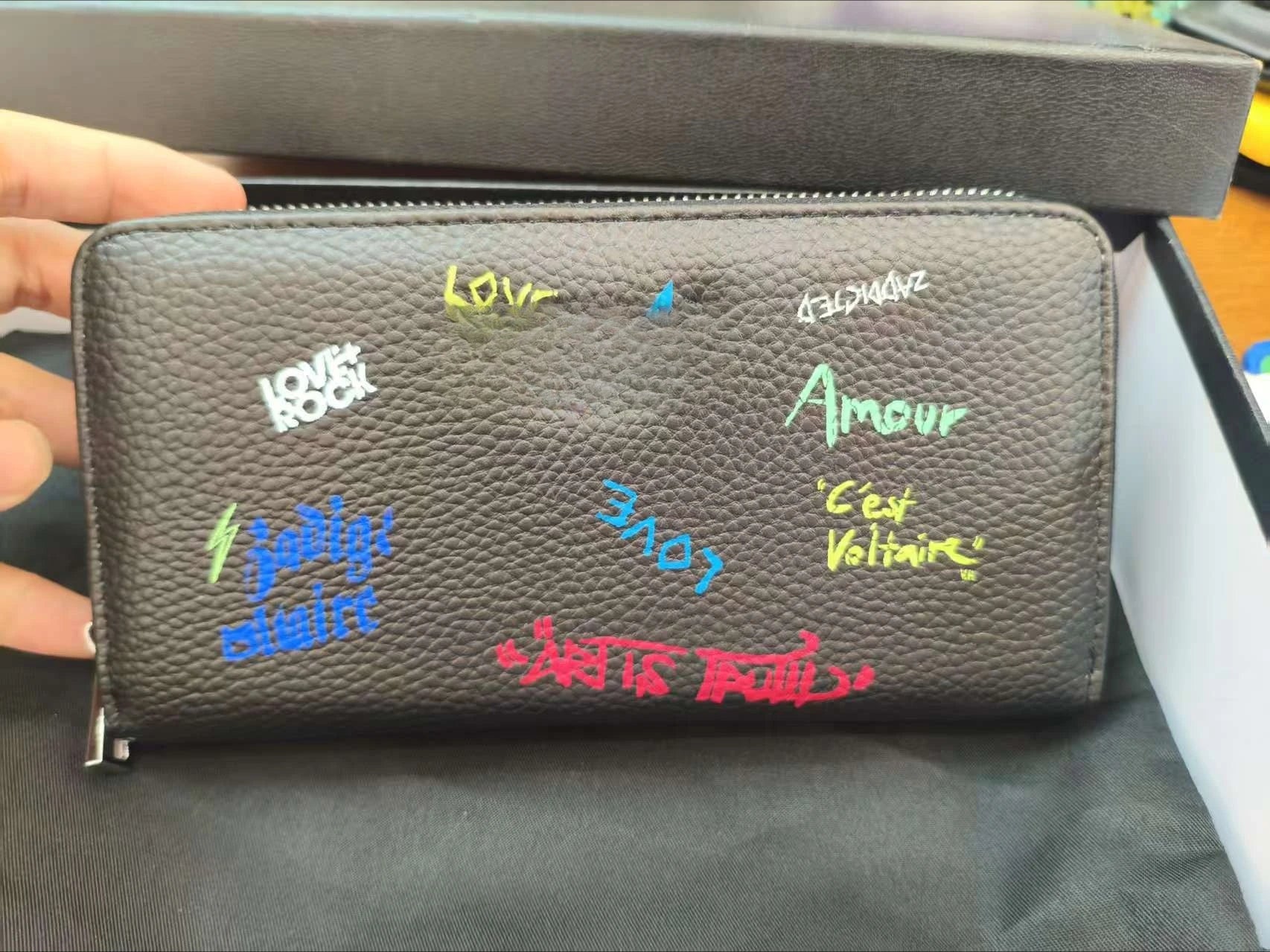 Nuovo Portafoglio da Donna ZV in PU con Catena Metallica, Porta Carte, Pochette in Denim, Portamonete, Portafoglio Piccolo