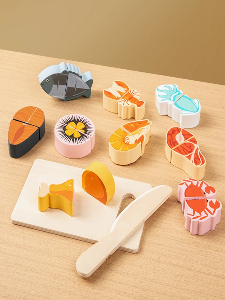 Set da cucina per bambini Simulazione in legno Taglio di frutta Verdura Giocattolo alimentare Fai finta di giocare Giocattoli educativi per bambini