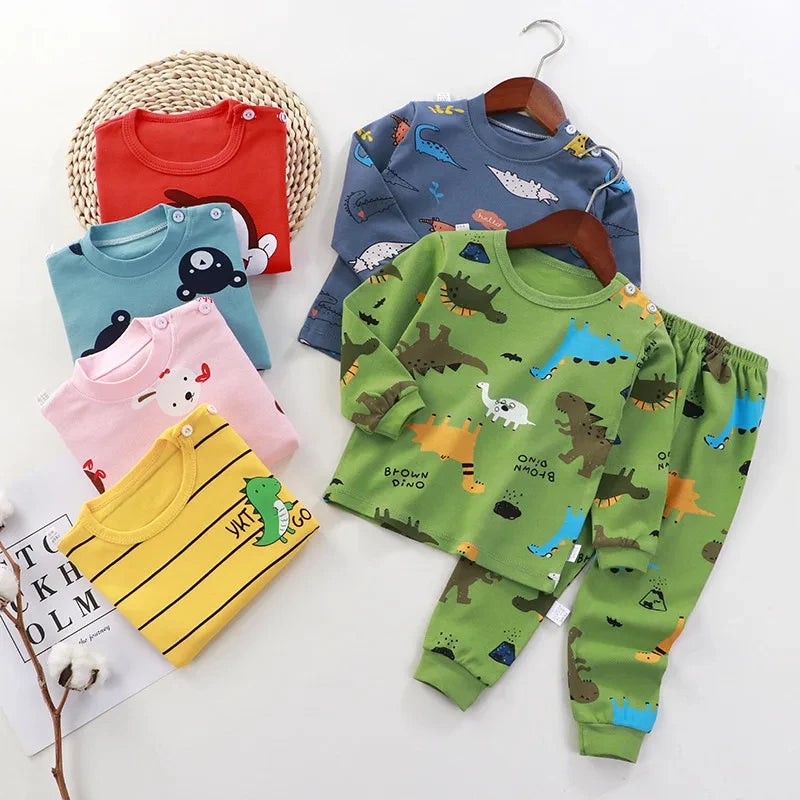 Vestiti per la casa della neonata pigiama pantaloni lunghi t-shirt biancheria intima del fumetto 2 pezzi modello gatto del fumetto vestiti per ragazze vestito da 0 a 6 anni