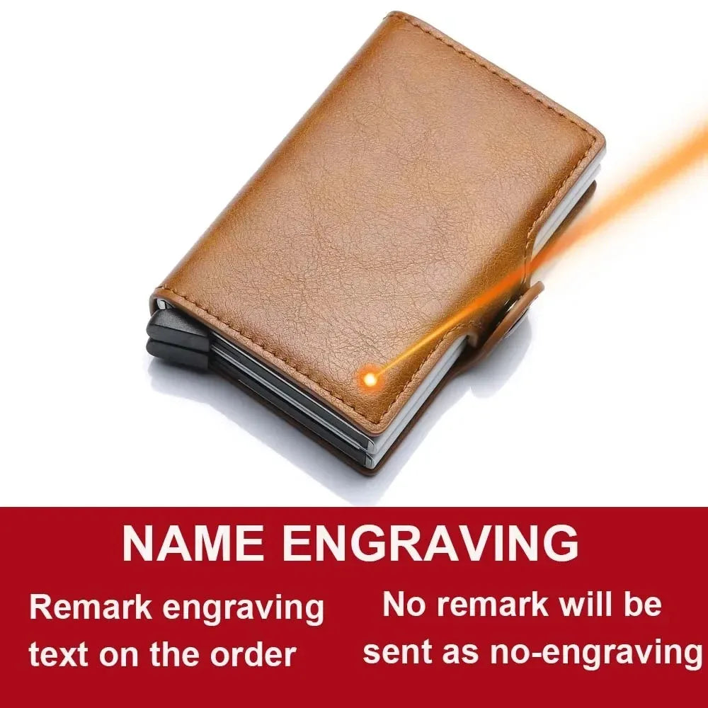 Nome inciso Portafoglio pop-up mini in fibra di carbonio Regalo personalizzato Carta Rfid Portafogli da uomo di alta qualità 12 porta carte Piccolo sacchetto di soldi