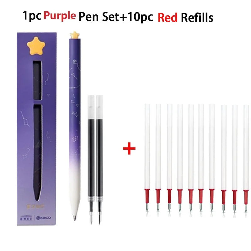 KACO Galaxy Gel Pens FIRST Heart Star Series Rotary Signature Pen Set, 0.5mm Gift Boxes, Students Brush Exam Writing Stationery