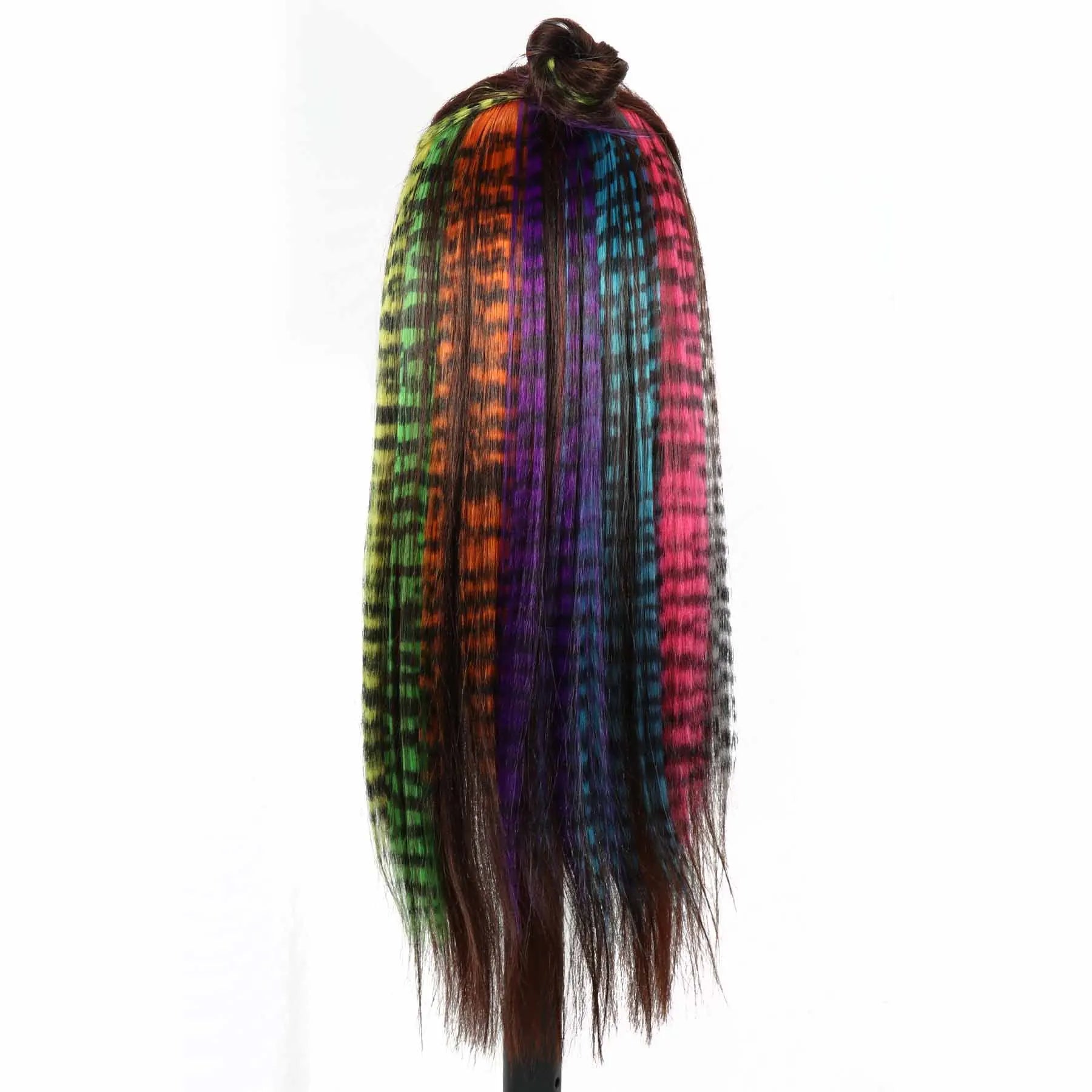 Extension per capelli sintetici 18 "lungo dritto da donna clip ad alta temperatura nell'estensione dei capelli parrucchino parrucca di piume blu rosa colorata