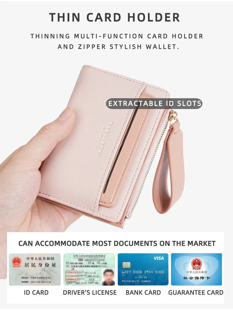 Portafoglio di Lusso Baellerry per Donne, Elegante Portamonete Sottile in Pelle PU con Scomparti Multipli per Carte