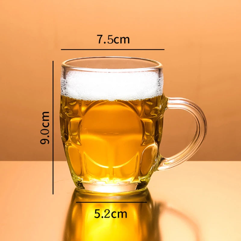 2 pezzi bicchieri di vetro addensato trasparente 260ml bicchieri con manico per tazza di birra per Bar Home Party tazza da tè tazze d'acqua bicchiere da birra alla spina piccolo