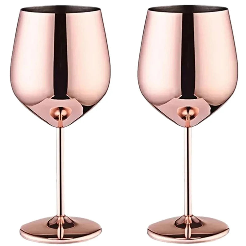 Calice per bicchiere da vino in acciaio inossidabile da 500 ml 304 color oro rosa argento oro, tazza in metallo resistente per vino rosso champagne bar party