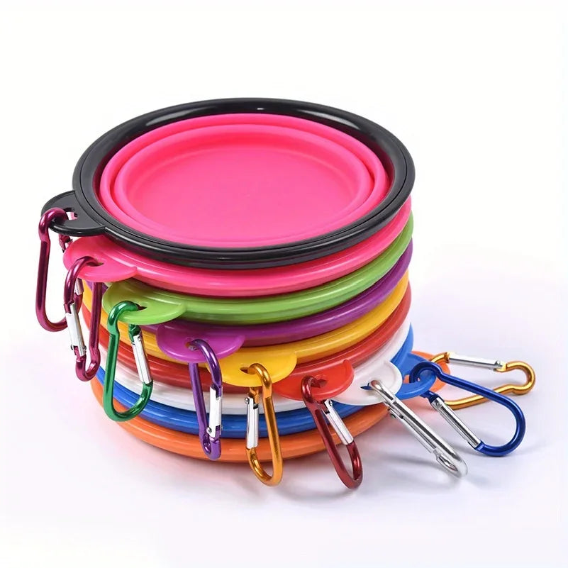 Ciotola Pieghevole per Cani, Ciotola da Viaggio Portatile per Cani, Ciotola per Cibo e Acqua per Passeggiate all'Aperto, Ciotola in Silicone per Cibo e Acqua per Cani con Bordo Antiscivolo