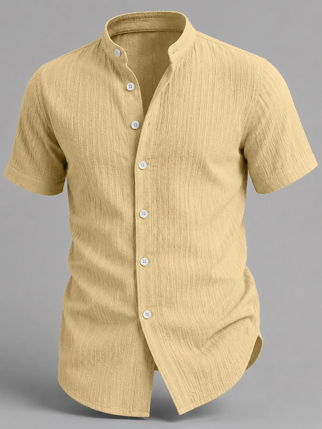 Set di 3 Pezzi Camicia Estiva da Uomo a Maniche Corte Leggera Traspirante Tinta Unita con Bottoni Casual Colletto Rialzato Lavabile in Lavatrice Perfetta
