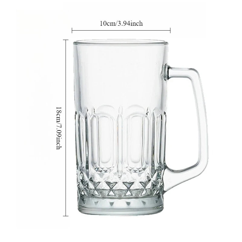 Bicchiere da Birra Creativo con Rilievo 600ml/1000ml, Bicchiere da Birra di Lusso con Manico, Tazza Trasparente per Bevande da Festa, Tazza da Tè per Casa, Articoli per Bevande