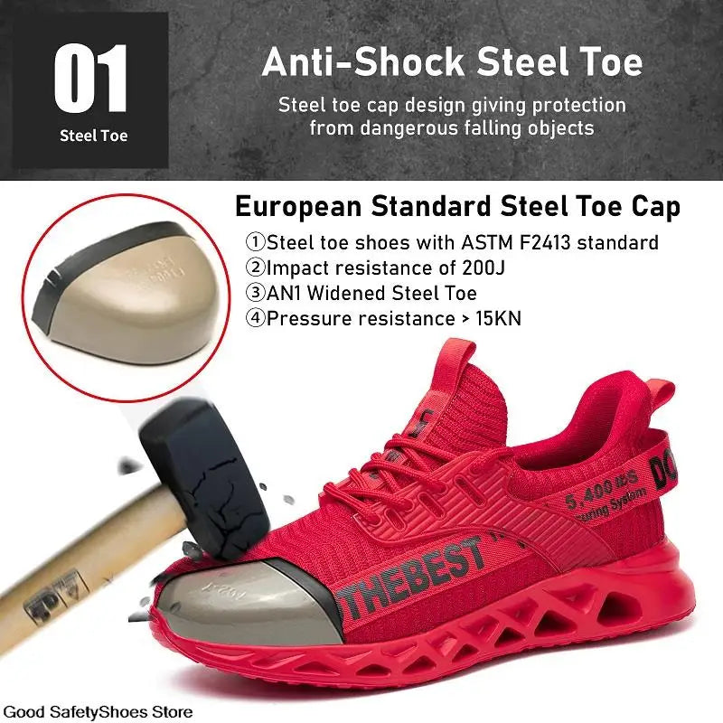 Scarpe antinfortunistiche da uomo per scarpe da ginnastica da lavoro donna uomo scarpe da lavoro con punta in acciaio scarpe protettive di sicurezza leggere anti-sfondamento anti-perforazione