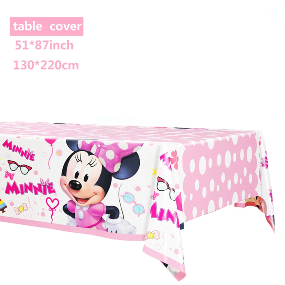 Set per Festa di Compleanno Minnie Mouse: Stoviglie, Bicchieri, Piatti, Tovaglioli, Tovaglia per Ragazze e Decorazioni Baby Shower