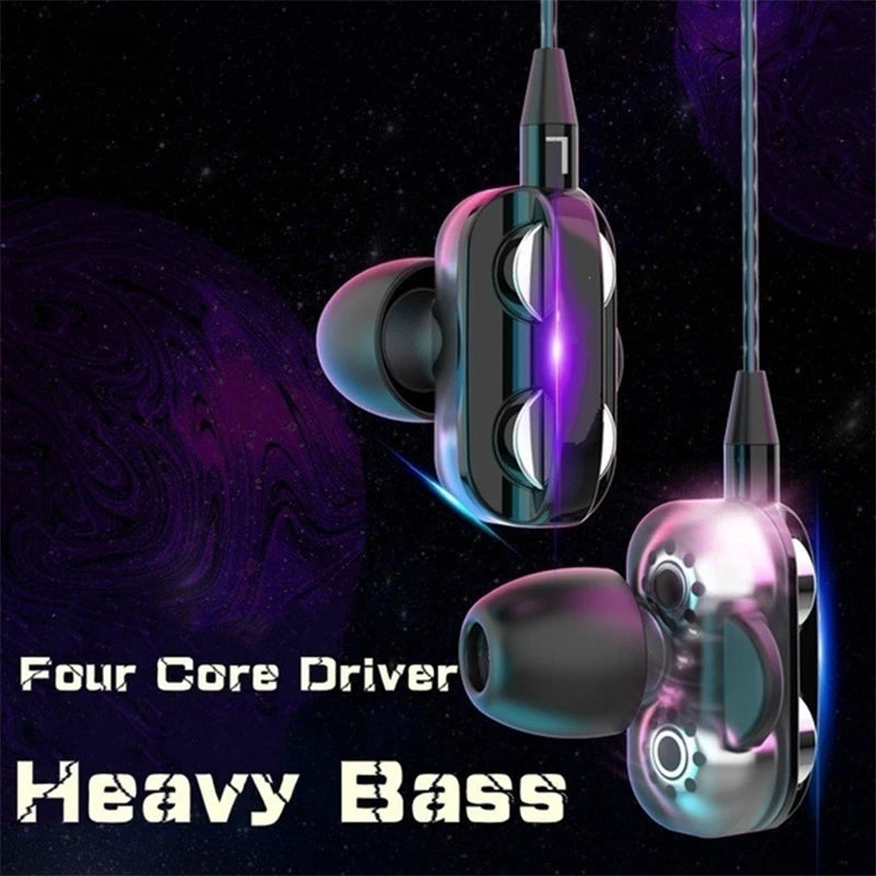 Cuffie jack da 3,5 mm cablate universali Doppio clacson 6D Stereo Auricolari musicali per bassi pesanti con microfono Auricolari in-ear vivavoce da gioco