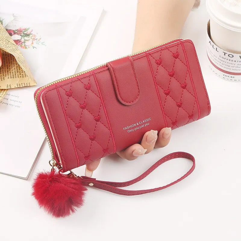 Portafoglio lungo da donna porta carte di credito in pelle Pu portamonete con cerniera Hasp di grande capacità portamonete Multi Card Organizer borsa da polso per cellulare