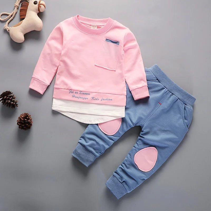 Nuova Primavera Autunno Neonata Vestiti Vestito Infantile Abiti Per Bambini T-Shirt Pantaloni 2 Pz/set Bambino Casual Costume Per Bambini Tute