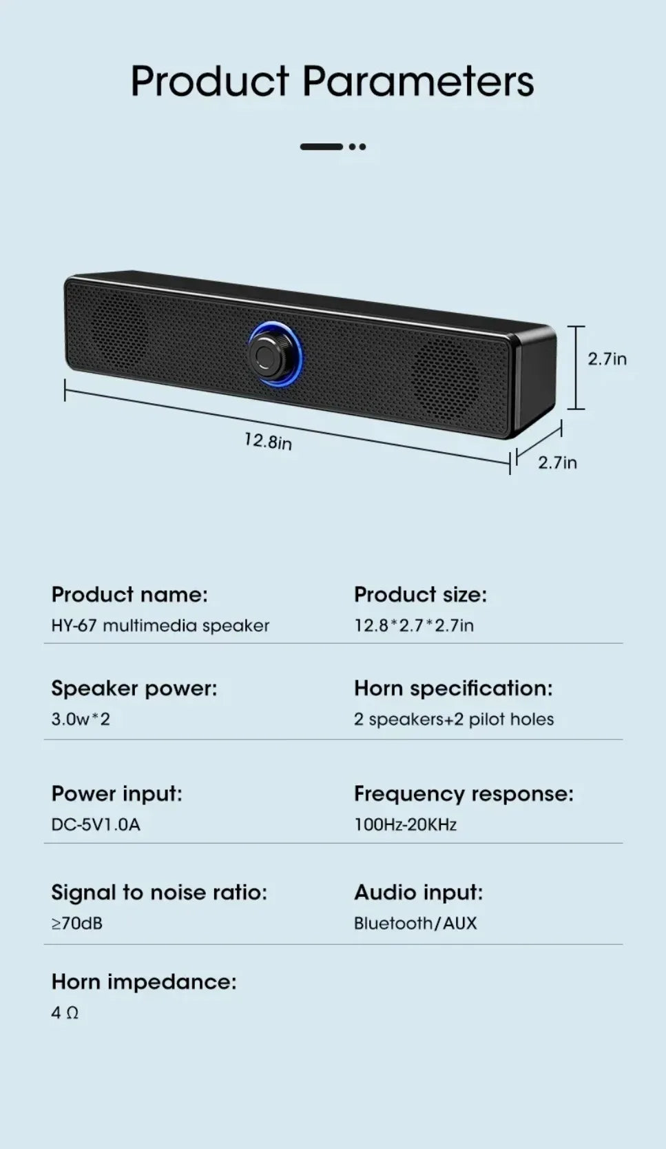Soundbar per PC Bluetooth alimentato tramite USB Soundbar per altoparlante cablato e wireless per TV Pc Laptop Gaming Home Theater Sistema audio surround