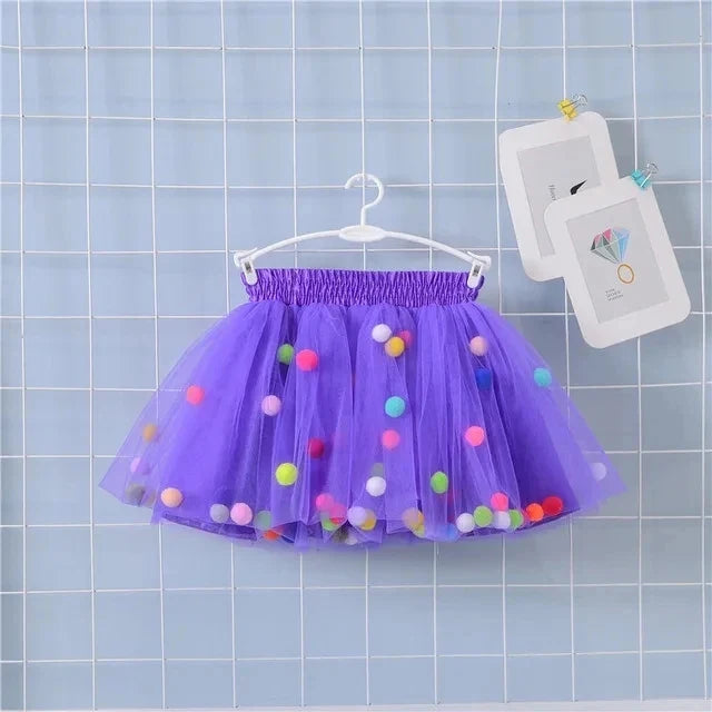 2024 Nuovo Arrivo Infantile Mulity Colorato Tulle Tutu Gonna Pom Pom Principessa Mini Vestito Abbigliamento Per Bambini Pettiskirt Vestiti Della Ragazza