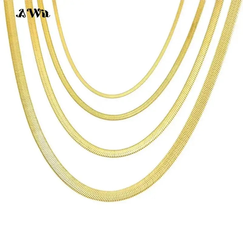Collana da donna con catena a serpente unisex di moda calda Collana girocollo in acciaio inossidabile a spina di pesce Collana a catena color oro argento Gioielli da donna