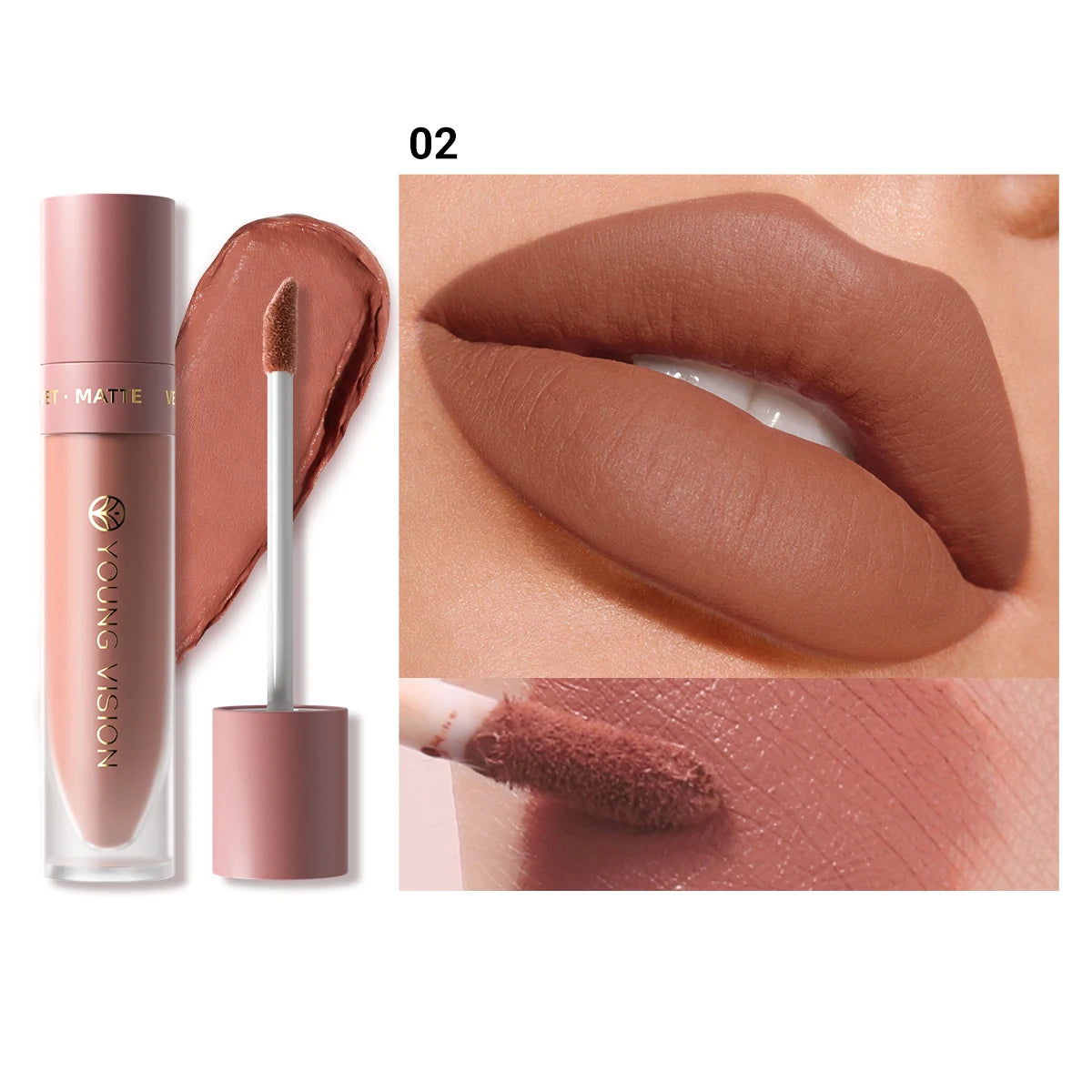 Velvet matte lip gloss matte velvet smooth easy dimensional plumping lipstick -to-apply square tube lip gloss waterproof three