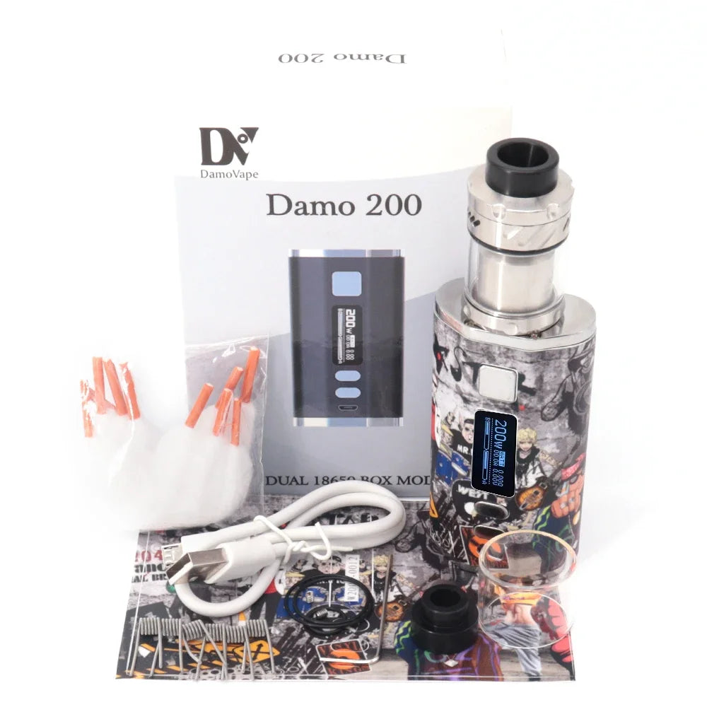 200W Vape Dead Rabbit 3 RTA Box Mod Vaper Kit Sigaretta elettronica 4400mah Batteria Schermo OLED 3.0ml5.5ml Kit vapore a doppia bobina