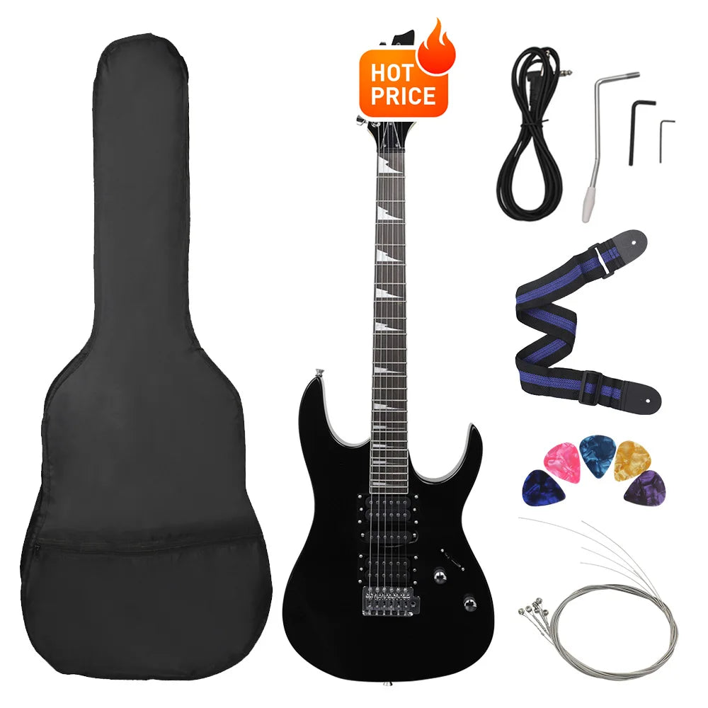 Chitarra elettrica a 6 corde 24 tasti Chitarra elettrica con corpo in acero Guitarra con altoparlante per borsa Parti e accessori per chitarra necessari