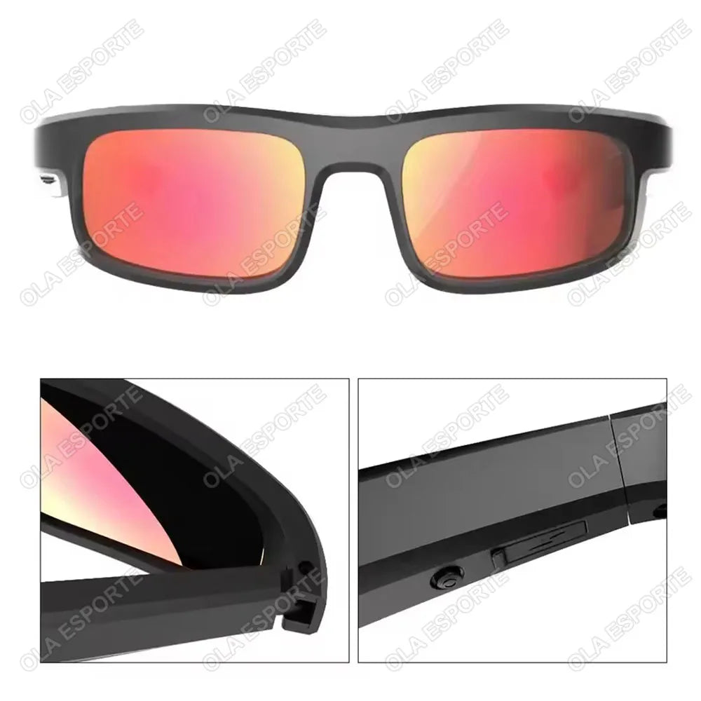 Cuffie per occhiali Bluetooth senza fili Cuffie per occhiali da sole fotocromatici a conduzione ossea Auricolari per sport all'aria aperta Cuffie per occhiali UV400