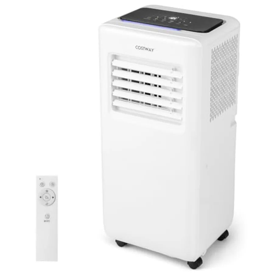 Condizionatore d'aria portatile per uso domestico, corpo in plastica ABS, colore bianco, raffreddamento da 8000 BTU con ventola e deumidificatore, modalità sleep intelligente