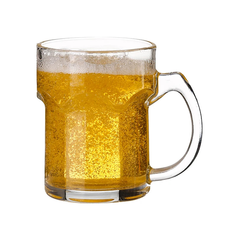 HeY LiLac 500ML Boccale di birra Bicchiere da bere durevole con manico Bicchiere trasparente con stecche Birra Stein Bicchiere da caffè Bicchieri JT547