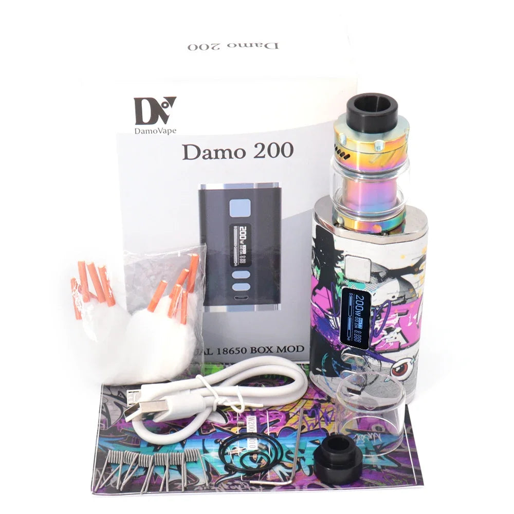 200W Vape Dead Rabbit 3 RTA Box Mod Vaper Kit Sigaretta elettronica 4400mah Batteria Schermo OLED 3.0ml5.5ml Kit vapore a doppia bobina