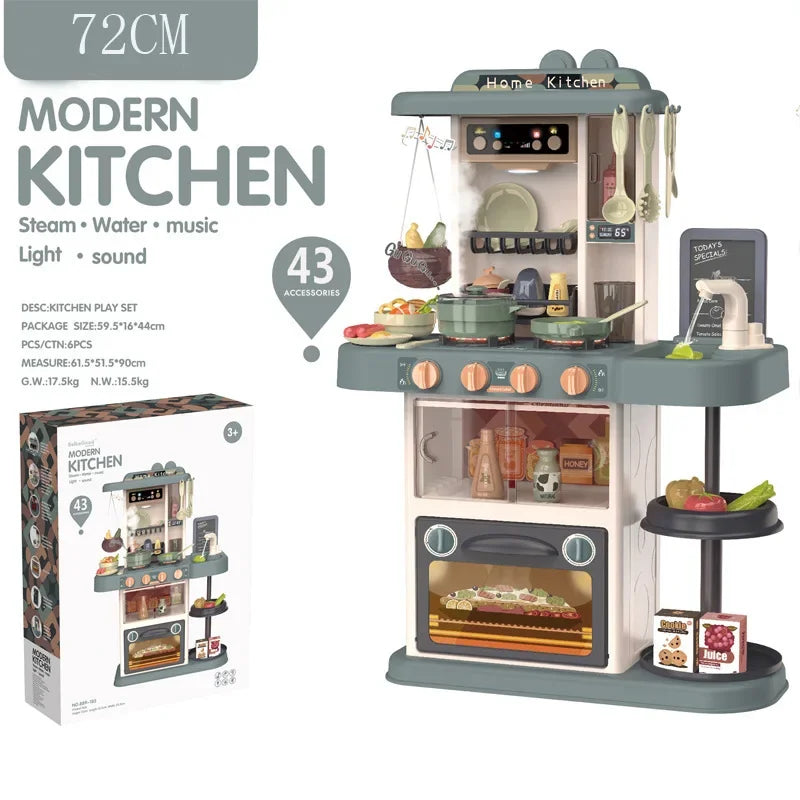 72cm moda per bambini che giocano a casa simulazione utensili da cucina cucinare Mini giocattoli da cucina musica leggera regalo di natale