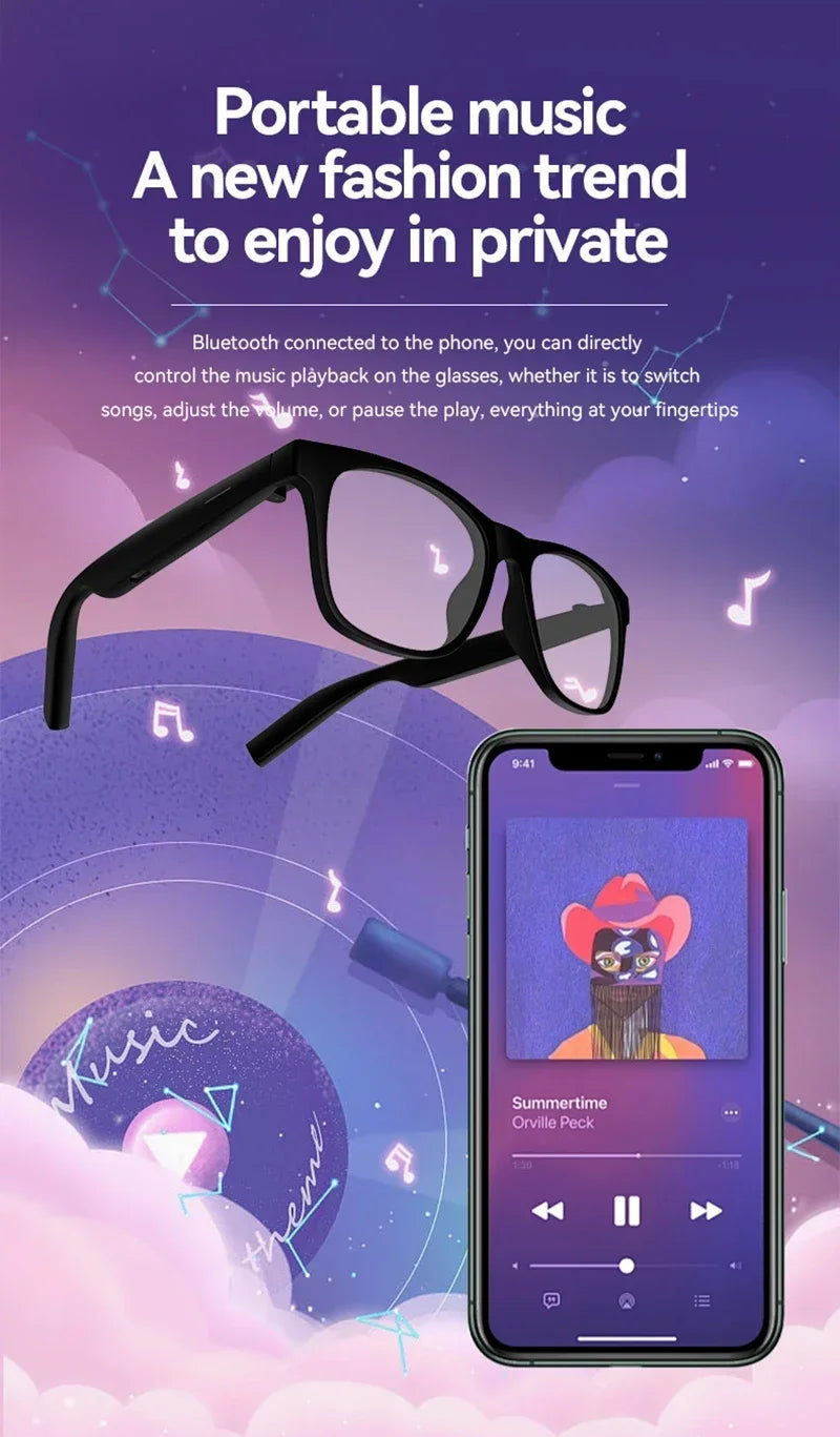 Occhiali intelligenti Lenovo AI con controllo remoto, fotografia touch, assistente vocale, chiamate Bluetooth wireless, cuffie per uomo e donna, idee regalo