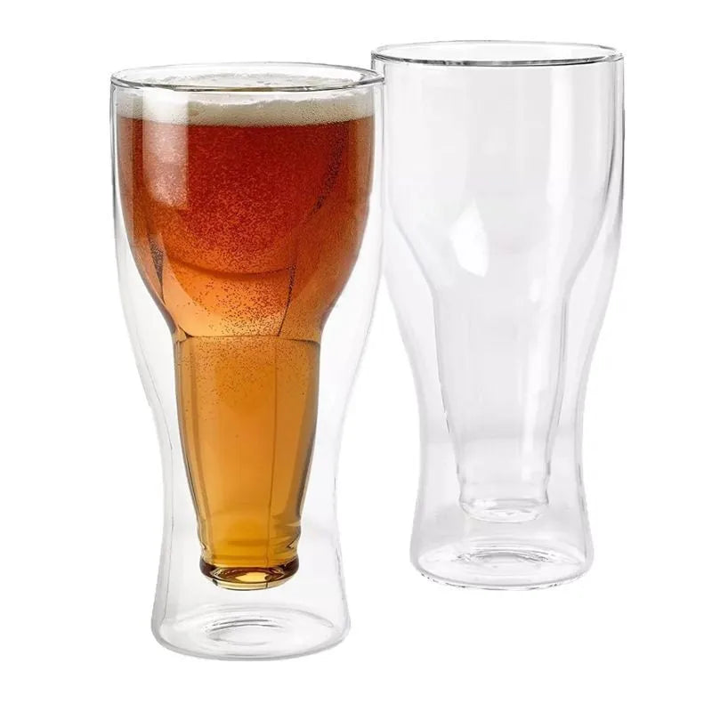 Boccale da birra in vetro creativo a doppio strato Caffè Latte Tazza d'acqua Succo di bevande Tazze Bicchiere da vino Bicchieri per la casa Accessori da bar