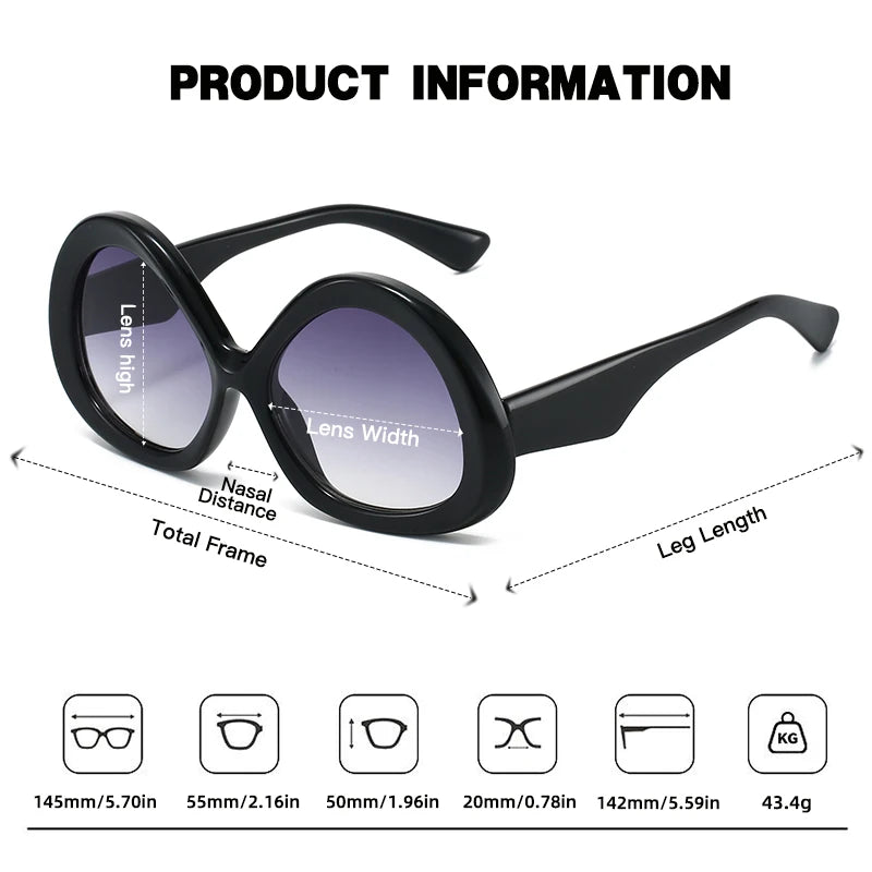 JUNCTURE Fashion Oval Women Sunglasses Dress Up Sun Glasses Big Frame Gradient Lady Party Holiday Gifts Sunglasses for Women