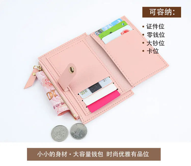 Portafogli da donna Borsa da donna in pelle PU Mini Hasp Porta carte multi-carta solida Portafogli corti Portafoglio piccolo sottile con cerniera Hasp