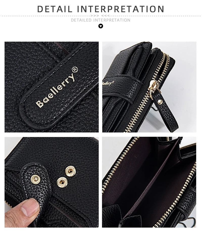 Portafoglio da Donna Baellerry Elegante con Chiusura a Zip, Multifunzionale con Protezione RFID, 6 Scomparti per Carte e Tasca per Monete, Regalo Minimalista
