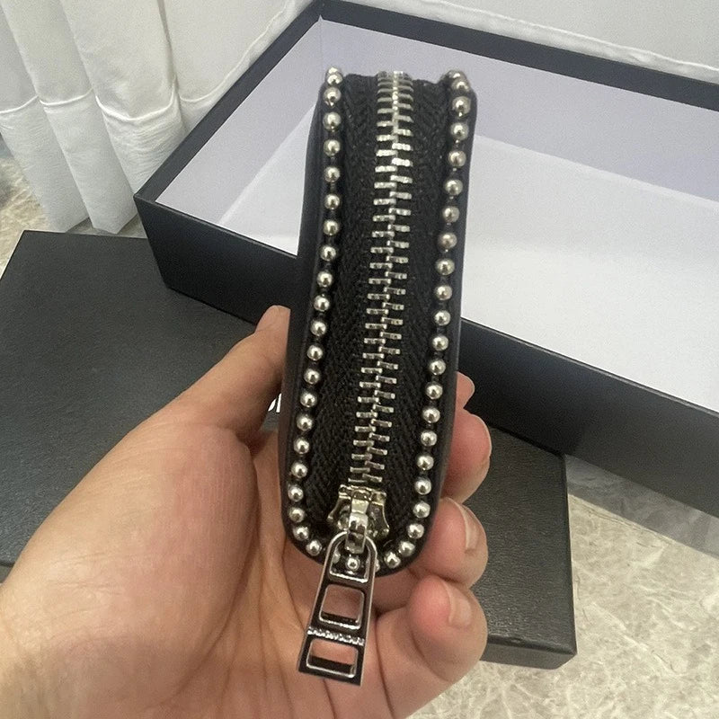 Nuovo Portafoglio da Donna ZV in PU con Catena Metallica, Porta Carte, Pochette in Denim, Portamonete, Portafoglio Piccolo