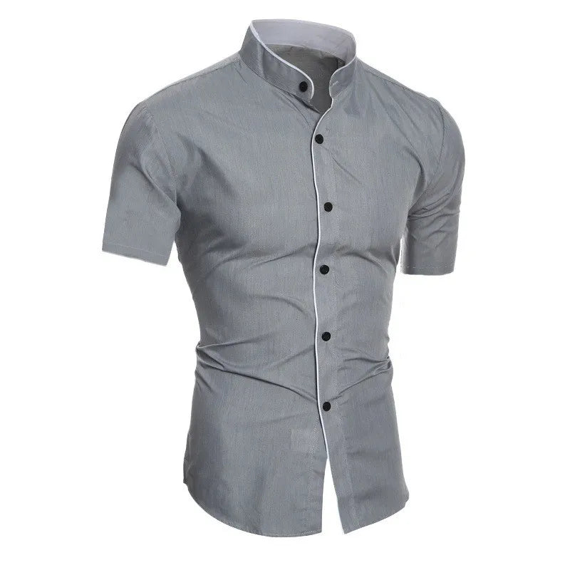 Nuova camicia a maniche corte da pendolarismo casual in tinta unita da uomo