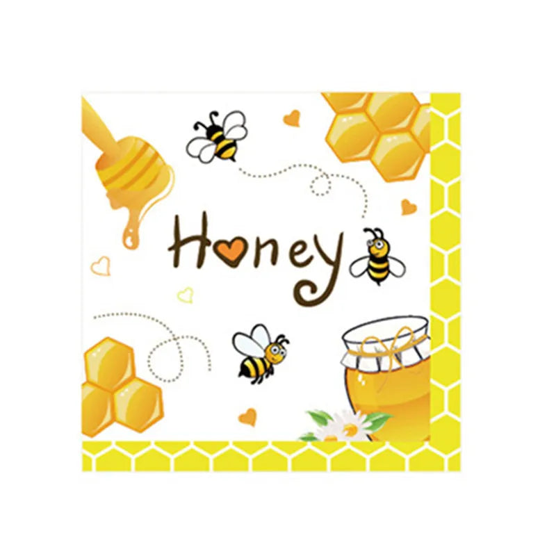Honey Bee Decorazioni per feste di compleanno per bambini Set di stoviglie usa e getta Tovaglia Piatto di carta Tazza Palloncino Baby Shower Forniture fai da te