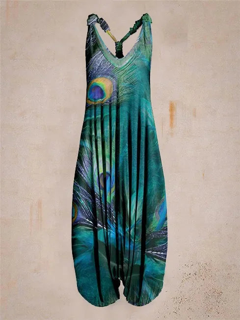 Tuta generale allentata bohémien a gamba larga Mandala etnico Stampa paisley vintage Pagliaccetti da donna Tutina harem senza schienale