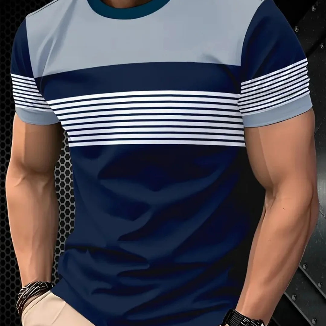 T-shirt oversize T-shirt da uomo Moda estiva Casual Girocollo Manica corta Top T-shirt da uomo stampata a righe