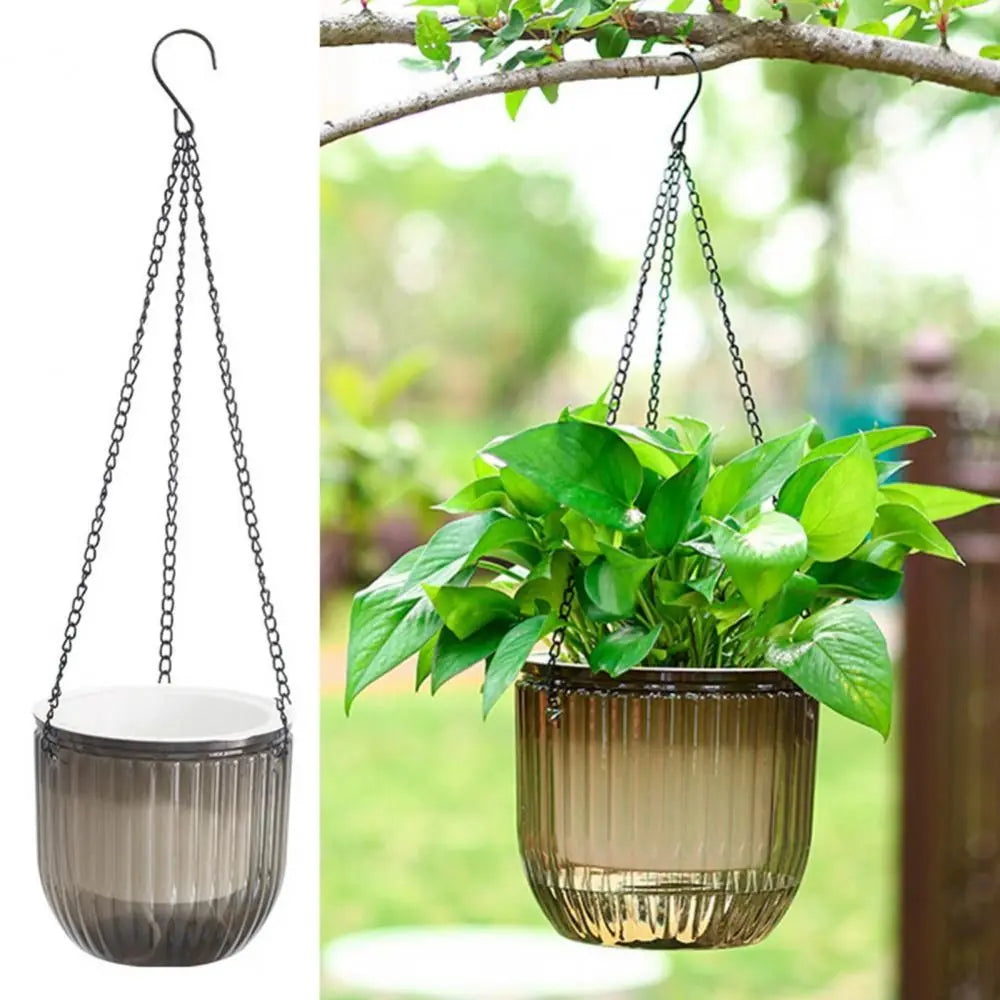 Decorazione da giardino Vaso da fiori autoirrigante con pianta a catena Vasi da fiori sospesi con fori di drenaggio Fioriera pigra Decorazioni per la casa