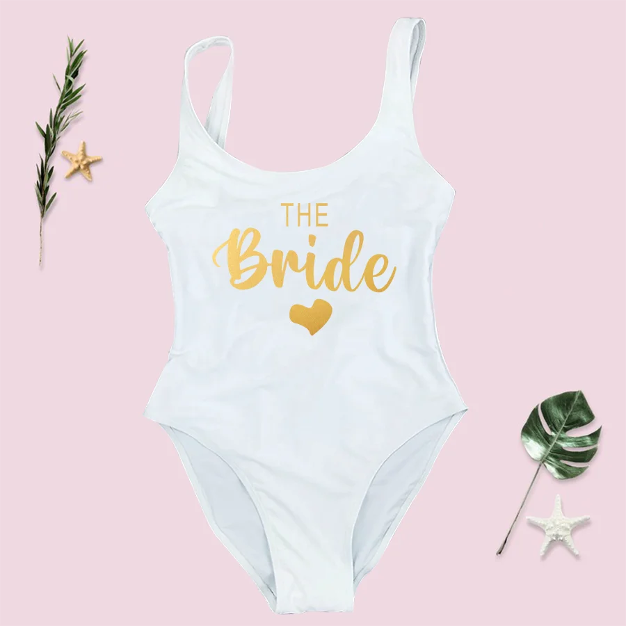 S-3XL costume da bagno intero donna Team Bride Summer Swimwear Higt Cut Low Back costume da bagno addio al celibato costume da bagno Beachwear